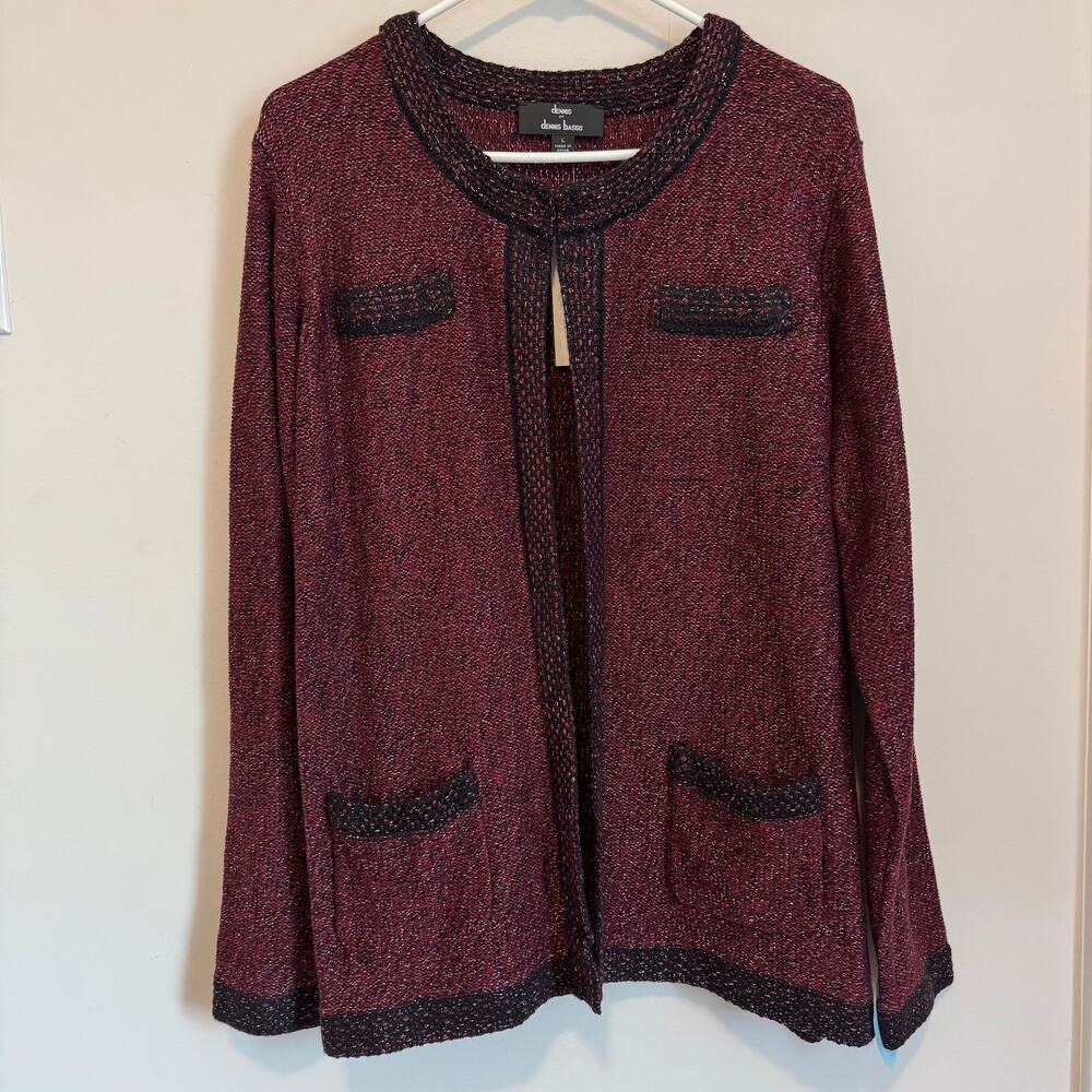 Dennis by DENNIS BASSO SWEATER CARDIGAN, Maroon size Large